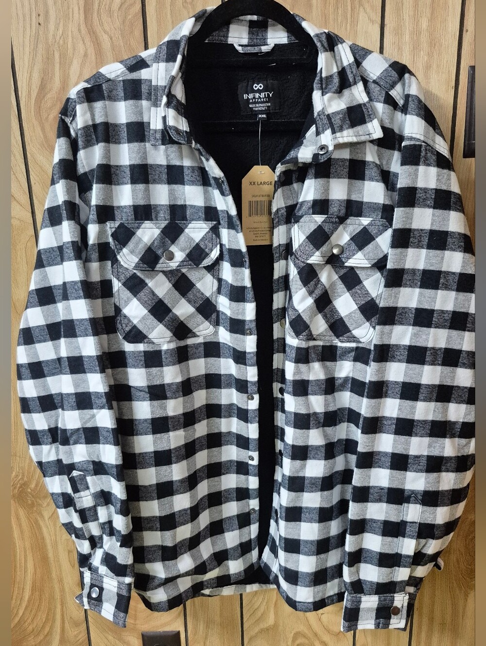 Black & White Check Flannel Jacket Size XXL